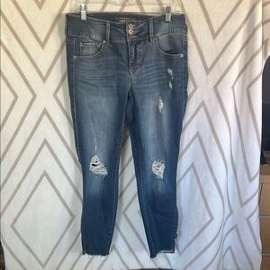 Torrid Blue Skinny Stiletto Jeggings - Distressed Jeans